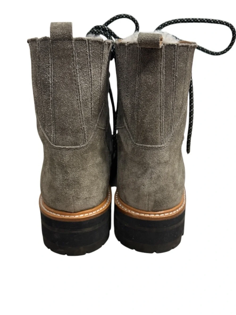 Marc Fisher LTD Izzie Shearling Suede Combat Boots Womens Size 10 Gray Lug